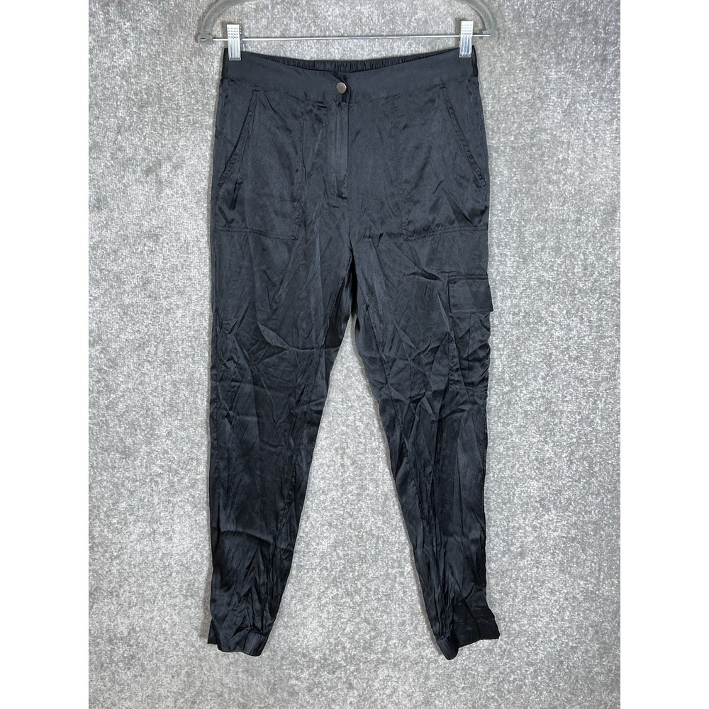 Go By Go Silk Cargo Silk Stretch Pants Womens Size XS Black Pockets Jogger